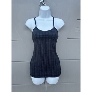 Lululemon Power Y Racer Back Tank Top Luon Light Ziggy Wee Black Sz 4 READ